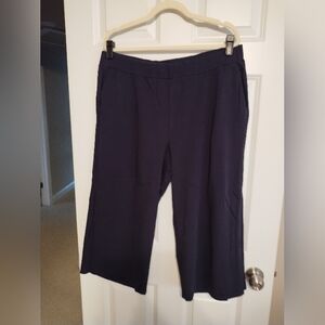Eileen Fisher Navy Blue Wide-Leg Cropped Pants